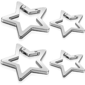 4 PCS Star Carabiner, Silver Carabiner Clip Zinc Alloy Carabiner Snap Hook Holder Key Holde for Keys and Wallet Camping Fishing Hiking Traveling Outdoor Activities Accessory in Saudi Arabia