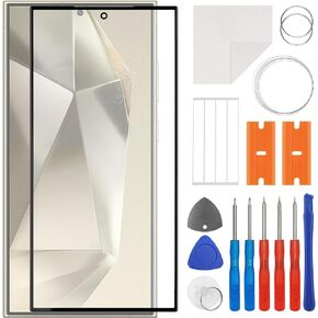 Front Screen Glass Outer Panel Lens Replacement +OCA Compatible with Galaxy S24 Ultra [6.8"] SM-S928B, SM-S928B/DS, SM-S928U (No LCD Screen and Touch Digitizer) with Repair Kit