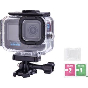 حالة مقاومة للماء لـ Go Pro Hero 13/12/11/10/9 Black ، 196 قدمًا/60 مترًا من السكن الواقي للغطس تحت الماء مجهزًا بقاعدة إطلاق سريعة ، لـ Hero13/12/11/10/10