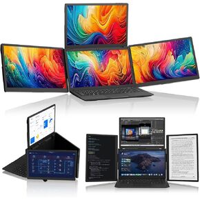 ADREAMER 13.3" Triple Screen Laptop Monitor Extender, Detachable 3 Screen Monitor for Laptop 13"-16", 1920x1200 IPS 16:10, 1 Cable for 3 Displays, Compatible with Wins/Mac (M1/M2/M3)