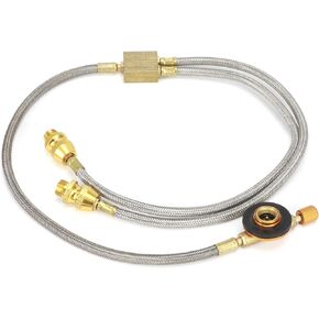 BORDSTRACT G1/8 DN6 Camping Stove Hose Adapter 2 Way Splitter Portable Stainless Knitted Connecting Pipe for Camping Stove Driving Heating Outdoor BBQ (RT 912A)