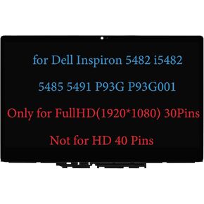Screen Replacement for Dell Inspiron 14 5482 i5482 5485 5491 P93G P93G001 03J5DW 3J5DW LCD Display Touch Screen Digitizer Assembly FullHD 1920x1080 30 Pins (Not for 5481)