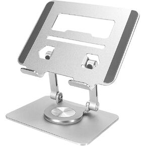 Tablet Phone Stand Holder for Desk with 360° Base, Adjustable Desktop Tablet Holder Aluminum Alloy Rotating Bracket, Foldable Aluminum Tablet Mount for iPad pro 12.9, for iPad Air Mini