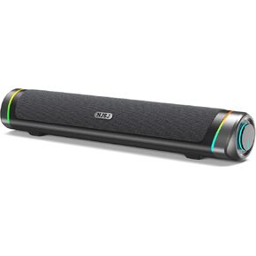 NJSJ Computer Speakers for Desktop with Ultra-Clear Stereo Sound & Dynamic RGB Lighting, Compact Gaming Soundbar Speakers with USB Powered and 3.5mm Aux Input for PC, Laptop, Monitor