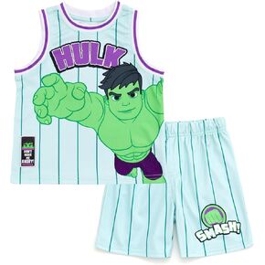 Marvel Spider-Man Miles Morales Mesh Jersey Tank Top Shirt and Basketball Shorts Toddler to Big Kid