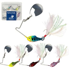 4 pcs Spinnerbait Fishing Lures, Spoon Rig Lures, Blade Spinner Baits with Treble Hook, Slow Sinking Swimbait Metal Jig Kit for Freshwater Saltwater Smallmouth & Spotted Bass Trout Crappie