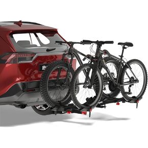 BougeRV Lockable Hitch Mount Bike Rack Platform 2-Bike Carrier for SUV & Truck, Lightweight E-Bike Compatible, Foldable & Tilting to Open Trunk, Easy Assembly Bike Rack Fit for 2'' Hitch Receiver