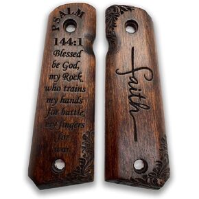 for 1911: Full Size Wooden Handgun Grips with Bible Verses Series - Fits a Wide Range of 1911 Models - 1911 Accessories