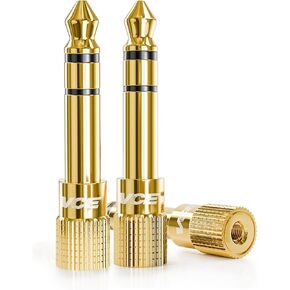 VCE 3.5mm to 1/4 Adapter Stereo Headphone Adapter, 24K Gold-Plated 1/8 to 1/4 Adapter for Headphones, Pianos, Keyboards, 3 Pack