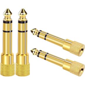SheraF 6.35mm 1/4 Male to 3.5mm 1/8 Female Stereo Headphone Adapter 4 Pack Audio Jack Plug Gold Plated for Speaker Headphone Guitar Digital Piano Amp Adapte