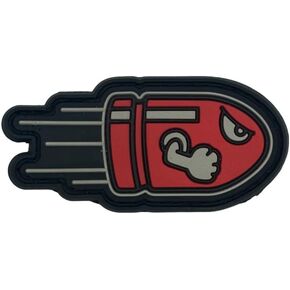Angry Flying Bullet Tactical Patches [ -3D-PVC Rubber-3.0 X 1.5 ] for Backpacks, Range Bags, Clothes, Hats, and More… (Red)
