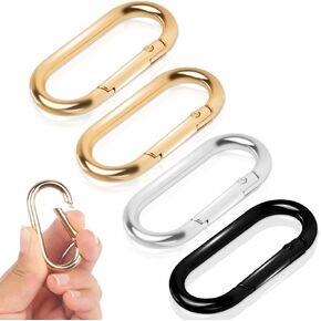 4PCS Spring O Rings Clip Keychain Oval Carabiner Clips Key Ring Clip Snap Hook Buckle Purse Strap Extender Keyrings Clip for Keychain, Lanyard, Keys, Bag, Handbag, Crafts 1.93"×0.94‘’