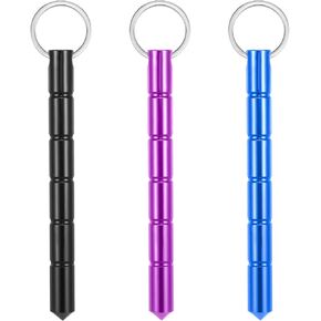 3 Pack Safety Keychain Set for Women, Self Defense Keychain, Metal Tactical Keychain, Aluminum Short Stick Protection Tool, Gift Keychains for Women Men(Purple, Blue, Black)
