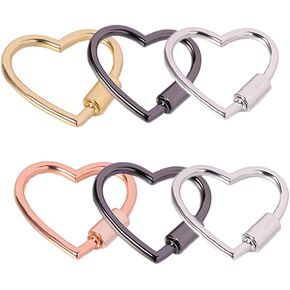 6 x 30mm Heart Shape Multi-Function Carabiner Clip Aluminum Ring Key Chain Carabeaner Bulk Hook Pack for Camping Hiking Fishing Traveling Dog Leash by Kckeys