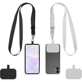 2 Packs Adjustable Phone Lanyard Universal Nylon Phone Neck Strap Multifunctional Cell Phone Patch Lanyards Durable Tether Tab Crossbody Lanyard Compatible with Most Smartphone Cases