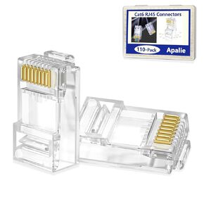 110-Pack Cat6 RJ45 Connectors, RJ45 Cat6 Ends, Ethernet Cable Crimp Connectors UTP Network Plug for Solid Wire and Standard Cable