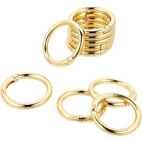10pcs Gold Key Ring Clip, Spring O Ring Keychain Rings for Keys, 1 Inch Durable Zinc Alloy Carabiner Clips, Small Ring Clips for Bags, Purses, DIY Crafts, Keychain Accessories