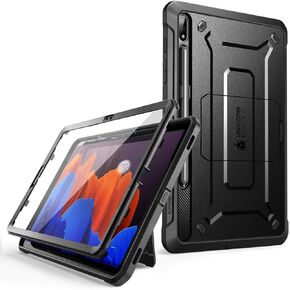 SUPCASE UB Pro Series Case Designed for Samsung Galaxy Tab S7 Plus (2020) / S8 Plus (2022) 12.4 inch , with Built-in Screen Protector & S Pen Holder Full-Body Rugged Heavy Duty Case (Black)