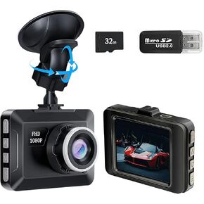 Dash Camera for Cars, 1080P Full HD Dash Cam, 170° Wide Angle Dash Cam Front, Loop Recording, G Sensor, Super Night Vision, WDR,HDR,Free 32GB SD Card