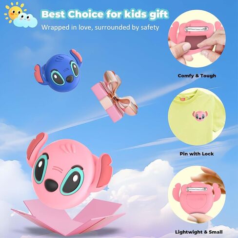 [2 حزمة] حامل الأطفال Airtag مع دبابيس السلامة ، والسيليكون لطيف الكاريكاتير مخبأة Airtag Holder Kids Air Case للأطفال ، والمسنين ، وخفية داخل الملابس ، والأحذية ، وظهر الظهر (الأزرق والوردي) in Kuwait