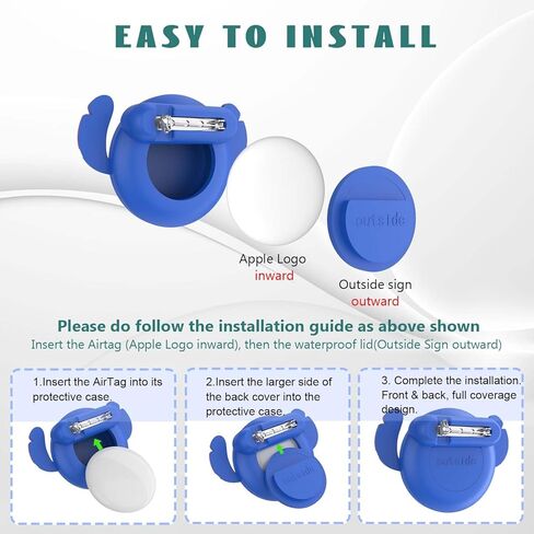 [2 حزمة] حامل الأطفال Airtag مع دبابيس السلامة ، والسيليكون لطيف الكاريكاتير مخبأة Airtag Holder Kids Air Case للأطفال ، والمسنين ، وخفية داخل الملابس ، والأحذية ، وظهر الظهر (الأزرق والوردي) in Kuwait