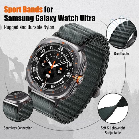 Trail Band for Samsung Galaxy Watch Ultra Bands 47mm Men/Women,Lightweight Breathable Soft Fabric Nylon Sport Strap Compatible with Samsung Watch Ultra Band for Men Women 2024 Replacement Correa Reloj in Saudi Arabia