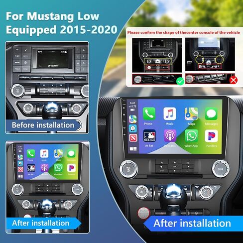 Podofo 2+32G Car Stereo for Ford Mustang 2015-2020(Adapts to 3 Buttons Only) with Wireless Apple Carplay Android Auto,9" Touchscreen Car Radio with Bluetooth,GPS,WiFi,SWC,FM&RDS+AHD Backup Camera+MIC in Saudi Arabia