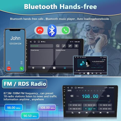 Podofo 2+32G Car Stereo for Ford Mustang 2015-2020(Adapts to 3 Buttons Only) with Wireless Apple Carplay Android Auto,9" Touchscreen Car Radio with Bluetooth,GPS,WiFi,SWC,FM&RDS+AHD Backup Camera+MIC in Saudi Arabia
