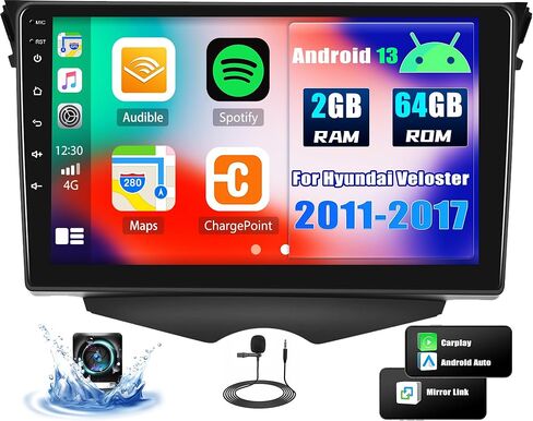 CAMECHO 2+64G Android 13 Car Stereo for Hyundai Veloster 2011-2017,CarPlay Radio & Android Auto Car Radio, 9" Touch Screen in-Dash GPS with Bluetooth WiFi RDS SWC Mirror Link in Saudi Arabia