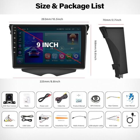 CAMECHO 2+64G Android 13 Car Stereo for Hyundai Veloster 2011-2017,CarPlay Radio & Android Auto Car Radio, 9" Touch Screen in-Dash GPS with Bluetooth WiFi RDS SWC Mirror Link in Saudi Arabia