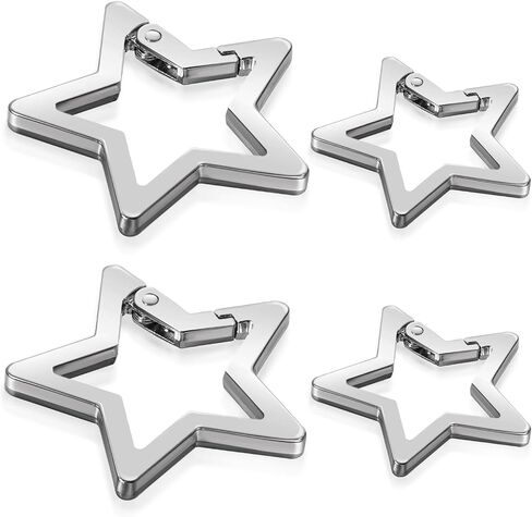 4 PCS Star Carabiner ، Silver Carabiner Clip Zinc Alloy Carabiner Snap Hook Holder Holde Holde للمفاتيح والمحفظة للتخييم في الصيد المشي لمسافات طويلة في الهواء الطلق ملحق الأنشطة في الهواء الطلق in Saudi Arabia