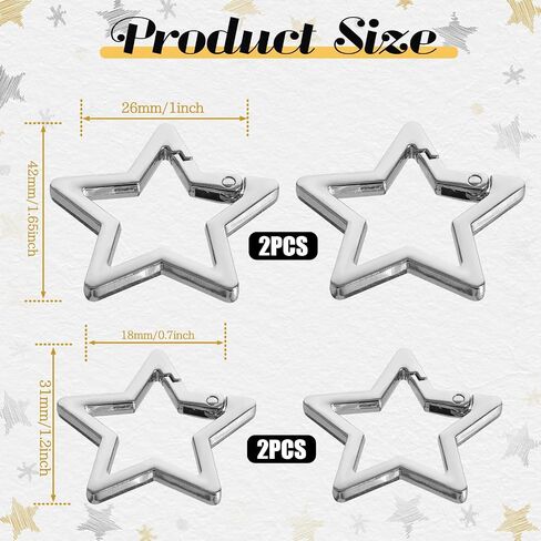4 PCS Star Carabiner ، Silver Carabiner Clip Zinc Alloy Carabiner Snap Hook Holder Holde Holde للمفاتيح والمحفظة للتخييم في الصيد المشي لمسافات طويلة في الهواء الطلق ملحق الأنشطة في الهواء الطلق in Saudi Arabia