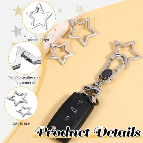 4 PCS Star Carabiner ، Silver Carabiner Clip Zinc Alloy Carabiner Snap Hook Holder Holde Holde للمفاتيح والمحفظة للتخييم في الصيد المشي لمسافات طويلة في الهواء الطلق ملحق الأنشطة في الهواء الطلق in Saudi Arabia