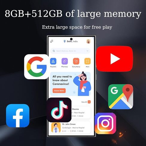 C23 Ultra 5G Unlocked Smartphone,8GB+512GB Fully Unlocked Cell Phone for Android 13 Unlocked Cell Phone 6.8" HD Screen Battery 6800mAh,48MP+108MP Camera/Dual SIM/Fingerprint Lock (Sky Blue) in Saudi Arabia