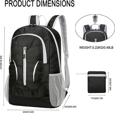 Ultra Lightweight Packable Backpack Foldable Travel Backpacks Water Resistant Collapsible Daypack for Hiking Black in Saudi Arabia