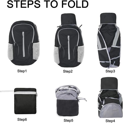 Ultra Lightweight Packable Backpack Foldable Travel Backpacks Water Resistant Collapsible Daypack for Hiking Black in Saudi Arabia