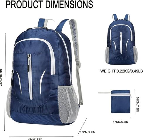Ultra Lightweight Packable Backpack Foldable Travel Backpacks Water Resistant Collapsible Daypack for Hiking Black in Saudi Arabia