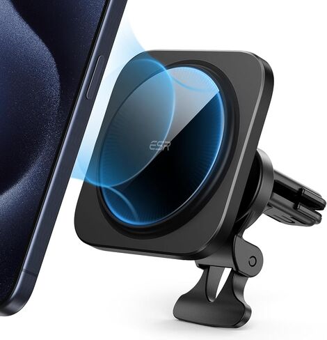 ESR Magnetic Car Mount (Halolock) ، متوافق مع Magsafe Car Mount ، حامل هاتف مغناطيسي للسيارة ، حامل هاتف تهوية الهواء لجهاز iPhone 16/15/14/13/12 ، Galaxy S25 ، شحن غير مدعوم ، أسود ، أسود in Kuwait