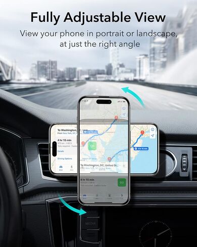 ESR Magnetic Car Mount (Halolock) ، متوافق مع Magsafe Car Mount ، حامل هاتف مغناطيسي للسيارة ، حامل هاتف تهوية الهواء لجهاز iPhone 16/15/14/13/12 ، Galaxy S25 ، شحن غير مدعوم ، أسود ، أسود in Kuwait
