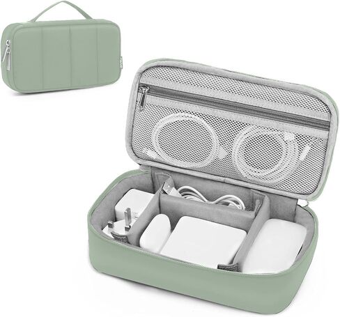 MOSISO Electronic Organizer Travel Case, Puffy Electronic Accessories Carry Case for Cable, Charger, Phone, Earphone, Mouse and Other Accessories, Portable Storage Bag with Handle, Black in Saudi Arabia
