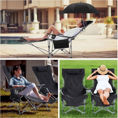2 مجموعة كرسي التخييم مع المظلة ، كرسي التخييم مع راحة القدم ، مظلة كرسي قابلة للتعديل مع المشبك ، SPF 50+ ، كرسي التخييم الشبكية القابلة للطي لخارجية (أسود ، أكسفورد) in Kuwait