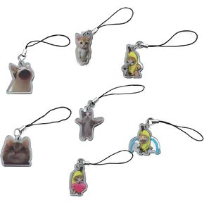 LIANXUE Cute Banana Cat Keychain for Students Funny Pendant Lanyard Decorations Cat Charm Phone Chain Anti-Lost Strap Decors