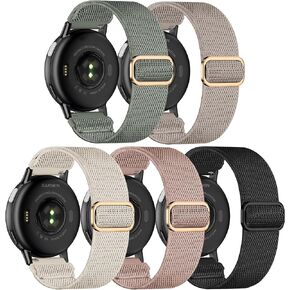 5 Pack Stretchy Nylon Watch Bands Compatible with Garmin Vivoactive 5/Forerunner 55/165,20mm Soft Elastic Fabric Adjustable Replacement Sport Loop Straps for Garmin Venu Sq 2 Women Men