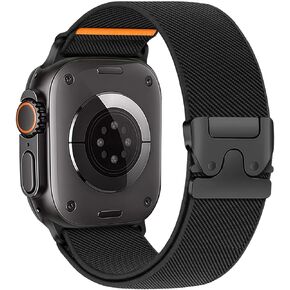 Elastic Sport Bands for Apple Watch Ultra/2 Bands 49mm 46mm 45mm 44mm 42mm 41mm 40mm 38mm Men Women,Parachute Buckle Stretchy Nylon Solo Loop Wide Strap Wristband for iWatch Series 10 9 8 7 6 5 4 3 SE/2