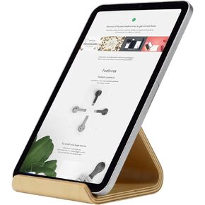 Minimalist Birch Wood Tablet Ipad Mini Air Case Stand Holder Rocks for Desk, Wooden Simple Ipad Pro Riser Holder Compatible with Apple iPad, iPad Air, iPad Mini Case, Kindle Fire, E-Reader ect, White