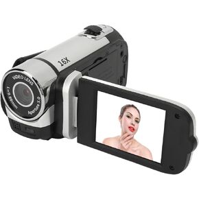 16MP Digital Camera, 16X Zoom 1080P Vlogging Camera Video Camcorder with 2.4 Inch Rotatable Screen, Selfies, Anti Shake, Fill Light, Loop Recording, Time Watermarking (Silver)