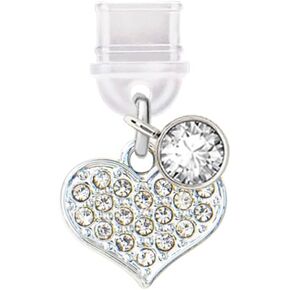 ELISE & FONDA TP492 Type-C Charging Port Anti Dust Plug Little Crystal Love Heart Cell Phone Charm for iPhone 15/16/Samsung/OnePlus/Xiaomi/oppo Android Phones (White)
