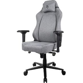 Arozzi Primo Premium Fose Fabric Gaming Chair Chair With High Backrest Recliner دوارة الإمالة الروك قابلة للتعديل ارتفاع 4D وسادة الرقبة والتعديل المدمج في القطني - رمادي فاتح