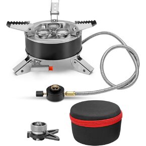 Camping Windproof Stove with Piezo Ignition Flame Regulator 6800W Portable Foldable Camping Windproof Gas for Outdoor