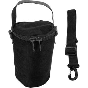 Gas Cylinder Cover, Camping Gas Lamp Lights Handle Bags Double Zipper Portable Propane Tank Carrying Bag Multifunctional Pouch with Shoulder Strap for Camping Hiking(Black)